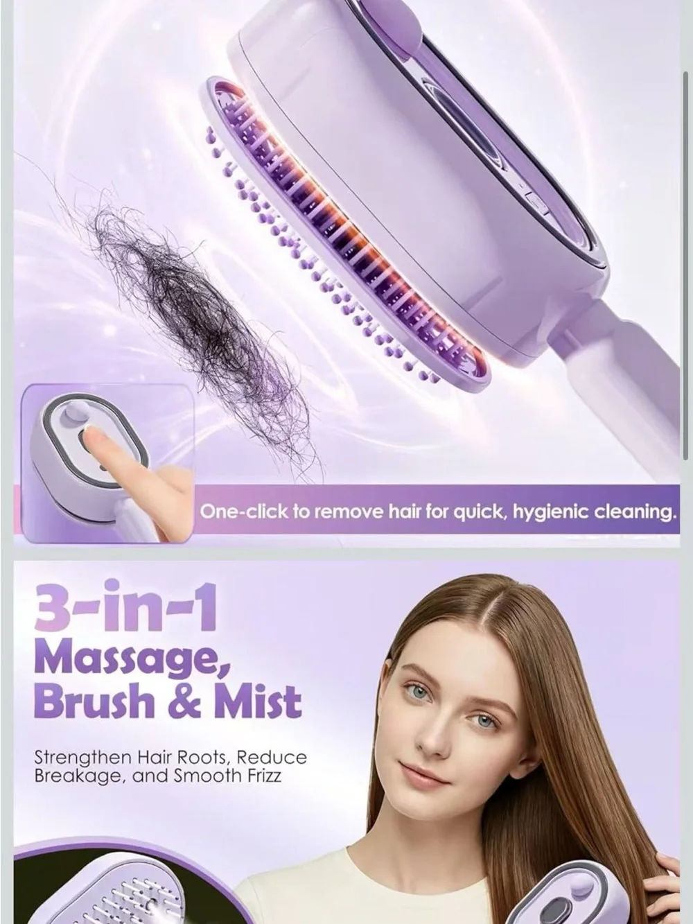Electric Spray Air Cushion Hair Brush - Lavender